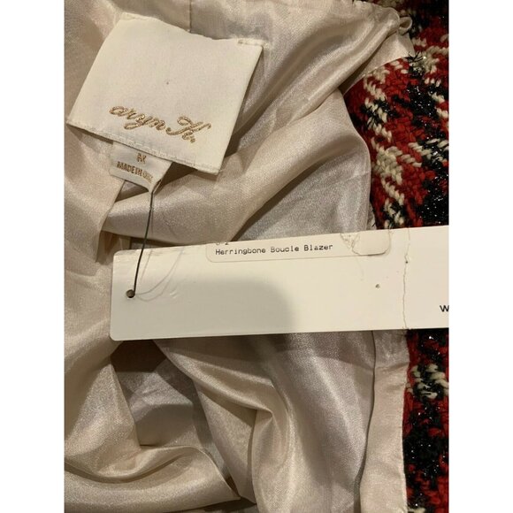 Aryn K Red, Cream & Black Herringbone Boucle Blazer, Size Medium, NWT! - Picture 10 of 10